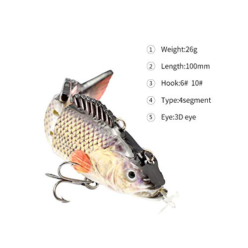 ods lure Robotic Natación Señuelo 10cm Señuelos Eléctricos USB Recargable Luz LED 4 Segmentos Articulado Swimbait Pesca Aparejos (color 4)