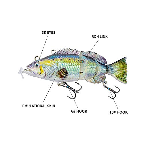 ods lure Robotic Natación Señuelo 10cm Señuelos Eléctricos USB Recargable Luz LED 4 Segmentos Articulado Swimbait Pesca Aparejos (color 4)