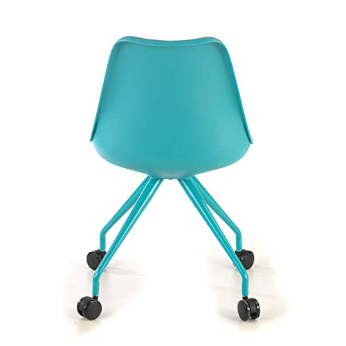 Ofichairs Silla Nordic Silla Escritorio Silla Juvenil Silla Tulipa giratoria Estilo Nórdico Color Azul