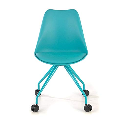 Ofichairs Silla Nordic Silla Escritorio Silla Juvenil Silla Tulipa giratoria Estilo Nórdico Color Azul