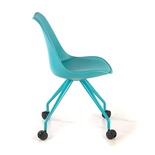 Ofichairs Silla Nordic Silla Escritorio Silla Juvenil Silla Tulipa giratoria Estilo Nórdico Color Azul