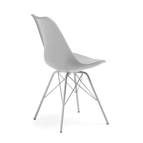 Ofiprix Silla Nordic Silla confidente Silla Escandinava Silla Tulipa Metal Estilo Nórdico Color Gris