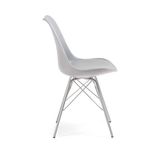 Ofiprix Silla Nordic Silla confidente Silla Escandinava Silla Tulipa Metal Estilo Nórdico Color Gris