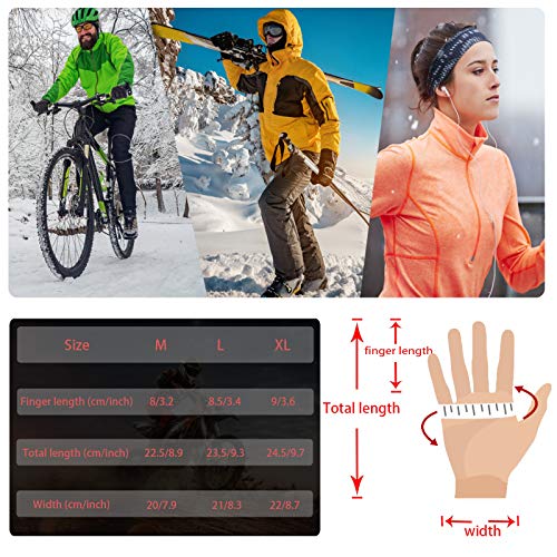 OHWHOA Guantes Invierno Ciclismo Termicos por Hombre y Mujer, Guantes Táctiles Moto Impermeables a Prueba de Viento para Aire Libre, Correr, Camping, Senderismo, Escalada, Combate, Esquiar