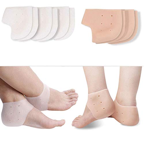 Olddreaming - Talonera de silicona transpirable para fascitis plantar, dolor de talón, espolón óseo, tendinitis de Aquiles, para hombre y mujer (blanco)