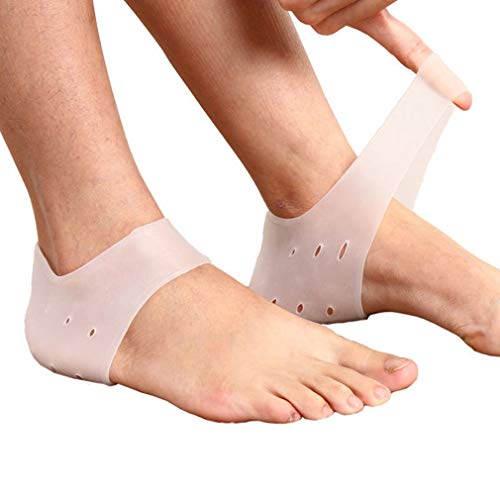 Olddreaming - Talonera de silicona transpirable para fascitis plantar, dolor de talón, espolón óseo, tendinitis de Aquiles, para hombre y mujer (blanco)