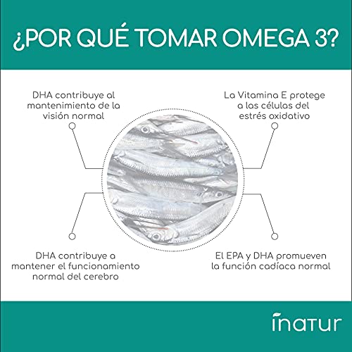 Omega 3 2.000 mg – 200 perlas | Inatur | Alta Concentración | 35% EPA (350 mg) y 25% DHA (250 mg) | Suministro para 7 meses | Vitamina E Natural | Salud cardiovascular