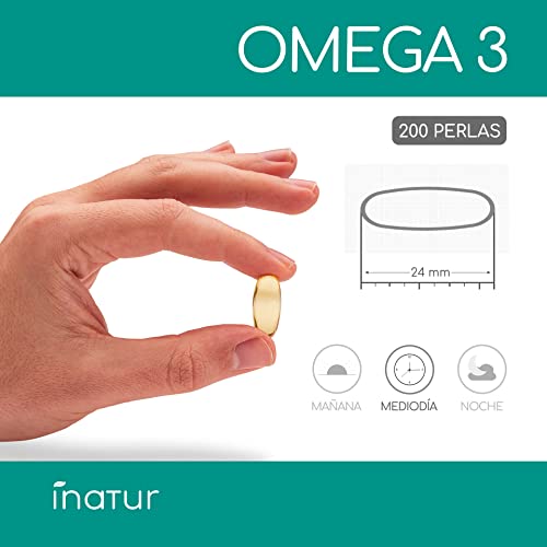 Omega 3 2.000 mg – 200 perlas | Inatur | Alta Concentración | 35% EPA (350 mg) y 25% DHA (250 mg) | Suministro para 7 meses | Vitamina E Natural | Salud cardiovascular