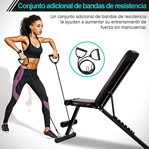 ONETWOFIT Banco De Musculación, Banco De Pesas, Banco De Entrenamiento Plegable Con Inclinación De Declinación Plana, Banco Para Ejercicios De Cuerpo Completo,Levantamiento De Pesas, Abdominales OT226