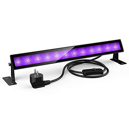 Onforu 24W UV Luz LED, Lámpara de Luz Negra IP66 Impermeable Barra Ultravioleta con Interruptor, Cable de Alimentación de 1.5M Iluminación Escenario para Bar Discoteca Disco Halloween Navidad Fiesta