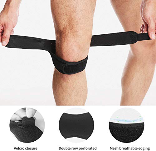 ONT Rodillera 1 Par Neopreno Soporte de Correa de Rótula Ajustable Tendón de la Rótula Correa de Rodilla Banda para Corriendo Excursionismo Baloncesto Vóleibol Sentadillas Artritis