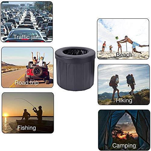 OOCOME Inodoro portátil plegable para camping, inodoro plegable para coche, wc quimico baño portatil camping para camper furgoneta accesorios, senderismo, viajes largos y mermelada de tráfico (negro)