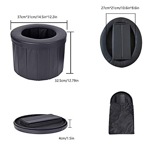 OOCOME Inodoro portátil plegable para camping, inodoro plegable para coche, wc quimico baño portatil camping para camper furgoneta accesorios, senderismo, viajes largos y mermelada de tráfico (negro)