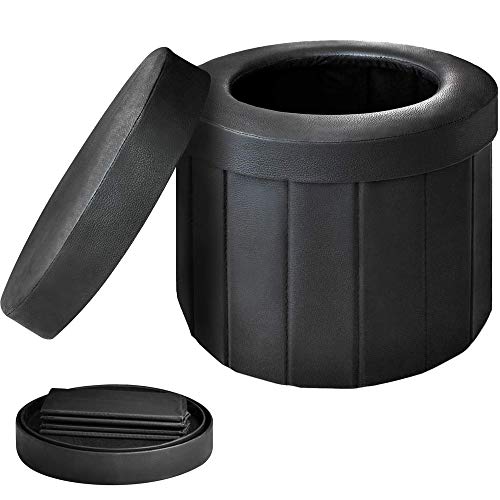 OOCOME Inodoro portátil plegable para camping, inodoro plegable para coche, wc quimico baño portatil camping para camper furgoneta accesorios, senderismo, viajes largos y mermelada de tráfico (negro)