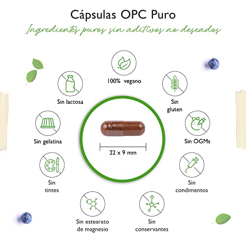 OPC Extracto de Semilla de Uva - 300 Cápsulas - 1000mg de Extracto con 700mg de OPC - El más alto contenido de OPC según HPLC - OPC de Uvas Europeas probado en laboratorio - Vegano