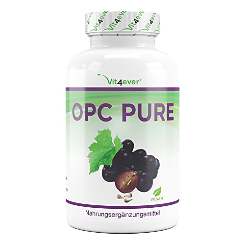 OPC Extracto de Semilla de Uva - 300 Cápsulas - 1000mg de Extracto con 700mg de OPC - El más alto contenido de OPC según HPLC - OPC de Uvas Europeas probado en laboratorio - Vegano