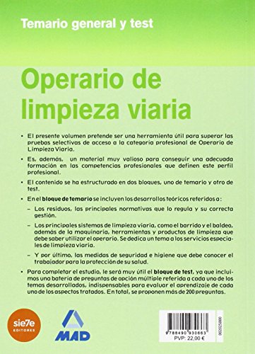 Operario de limpieza viaria. Temario general y test