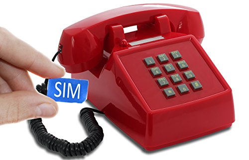 OPIS PushMeFon Mobile: móvil de sobremesa/teléfono Fijo con sim/teléfono móvil para Mayores/teléfono Retro móvil con Disco de marcar (Rosso)