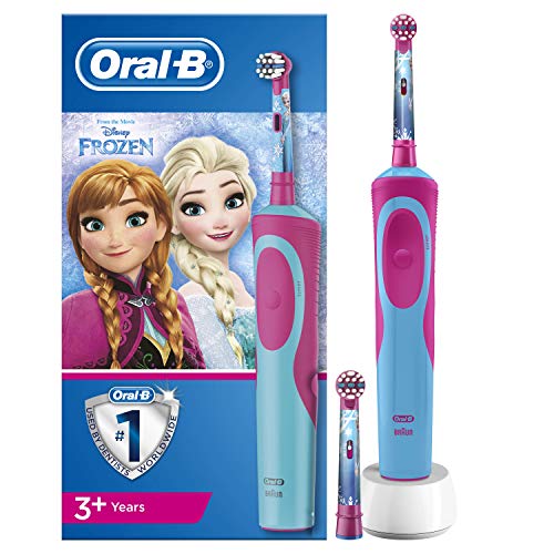 Oral-B Niños Cepillo De Dientes Eléctrico, 1 Mango De Frozen De Disney Recargable Con Tecnología De Braun, 2 Cabezales De Recambio, Apto Para Niños Mayores De 3 Años