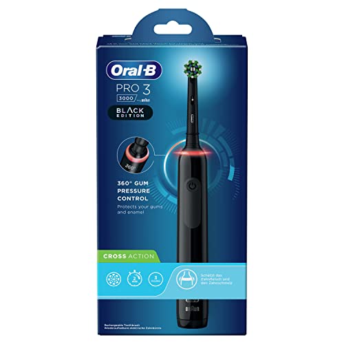 Oral-B PRO 3 Cepillo de Dientes Eléctrico con Mango Recargable y Sensor de Presión, Tecnología Braun y 1 Cabezal de Recambio, 3000 - Negro