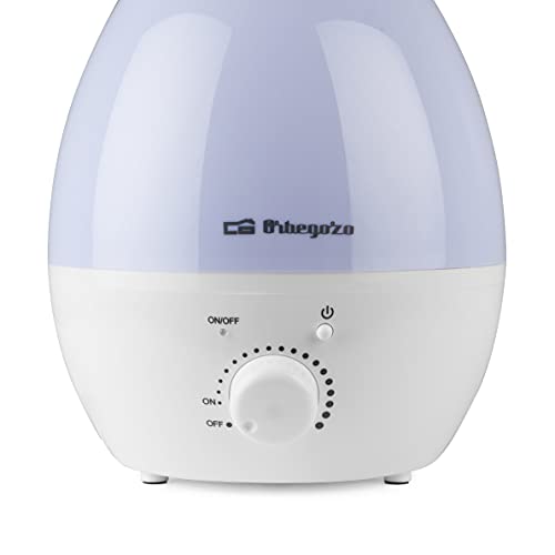 Orbegozo HU 2013 - Humidificador, luces de 7 colores, 1,3 L de capacidad, proyecta vapor frío, área de acción 20 m2, bandeja para aceite aromático, caudal de vapor regulable, 18 W