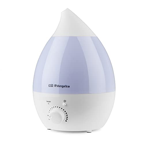 Orbegozo HU 2013 - Humidificador, luces de 7 colores, 1,3 L de capacidad, proyecta vapor frío, área de acción 20 m2, bandeja para aceite aromático, caudal de vapor regulable, 18 W