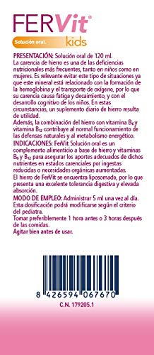 Ordesa Fervit Solución Oral - 120 ml Complemento alimenticio para niños a base de hierro y vitaminas - 5 ml al día