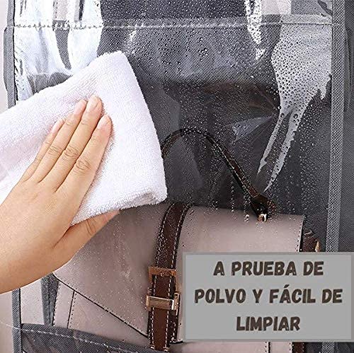 Organizador de armario para bolsos con 8 compartimentos cuelga bolsos de mano estanteria colgante de tela Almacenaje armario ropa zapatos toallas bufandas