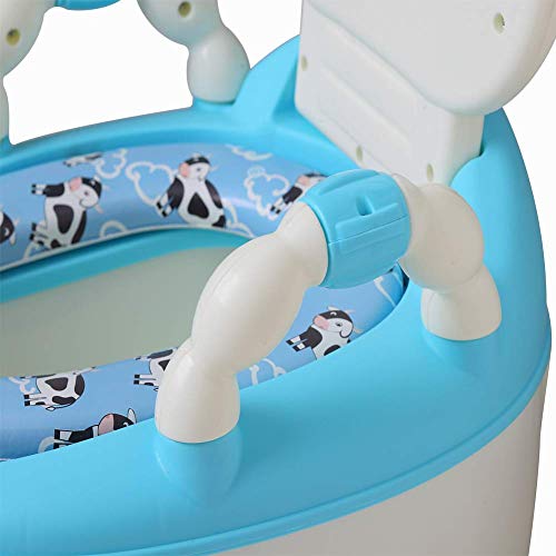 Orinal Infantil WC Niños Portatil: Orinales Bebe Infantiles Inodoro - Asiento Vater Niño Niña Water Urinario - Silla Urinal Bacinilla Infant - Inodoros Aprendizaje bebé Retrete Cojín Blando Vaca Azul