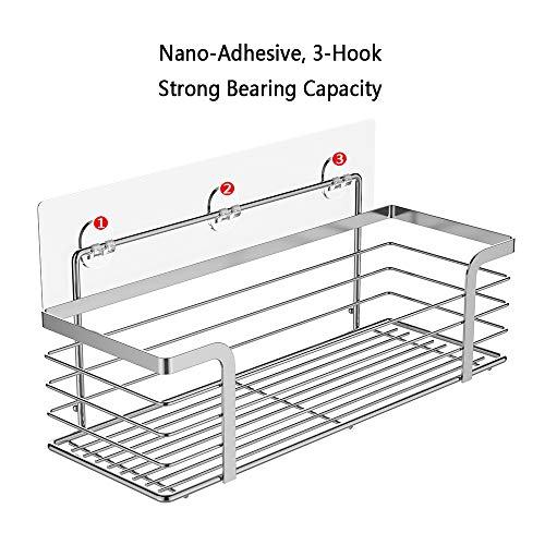 Oriware Adhesivo Estantes Cesta para Ducha Estanteria Organizador Baño SUS304 Acero Inoxidable Sin Taladro - 2 Piezas