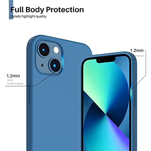 ORNARTO Funda Silicone Case Compatible con iPhone 13, Protección de Cuerpo Completo,Carcasa de Silicona Líquida Suave Antichoque Case para iPhone 13 (2021) 6,1-Azul