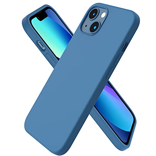 ORNARTO Funda Silicone Case Compatible con iPhone 13, Protección de Cuerpo Completo,Carcasa de Silicona Líquida Suave Antichoque Case para iPhone 13 (2021) 6,1-Azul