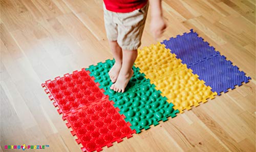 Ortho Alfombra Infantil Ortopédica para Niños con Piezas Cuadradas Interconectables – Suelo Gimnasio para Masaje de Pies Planos – Alfombra Puzzle No Tóxica de Grado Médico para Bebés y Niños