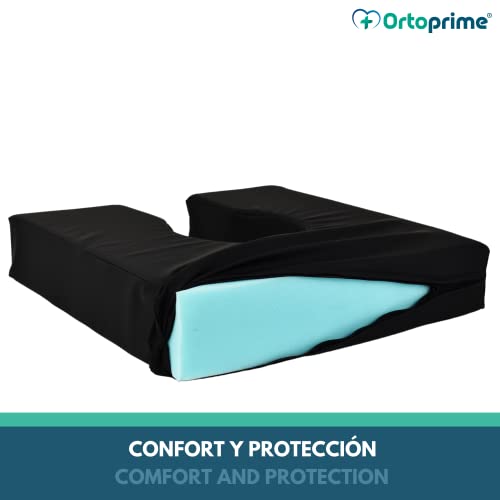 OrtoPrime Cojín Antiescaras Espuma Anatómica Herradura Confort - Cojín Silla Ruedas Oficina y Sillón - Cojín Coxis Escaras Prevención - Cojines Antiescaras para Silla de Ruedas Alivio de Presión