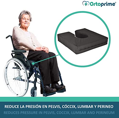 OrtoPrime Cojín Antiescaras Espuma Anatómica Herradura Confort - Cojín Silla Ruedas Oficina y Sillón - Cojín Coxis Escaras Prevención - Cojines Antiescaras para Silla de Ruedas Alivio de Presión