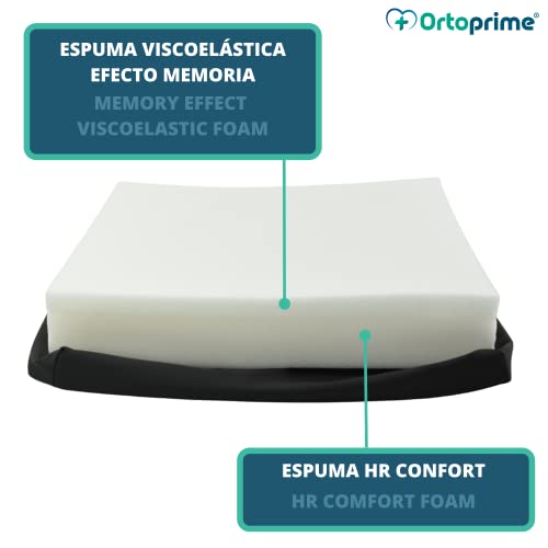 OrtoPrime Cojín Antiescaras Viscoelástico + HR Espuma Confort Memory - Cojines Antiescaras Viscoelásticos - Cojín Antiescaras para Silla de Ruedas Sillón y Oficina - Protección y Comodidad