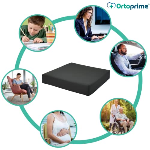 OrtoPrime Cojín Antiescaras Viscoelástico + HR Espuma Confort Memory - Cojines Antiescaras Viscoelásticos - Cojín Antiescaras para Silla de Ruedas Sillón y Oficina - Protección y Comodidad