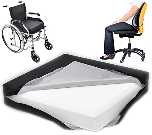 OrtoPrime Cojín Antiescaras Viscoelástico + HR Espuma Confort Memory - Cojines Antiescaras Viscoelásticos - Cojín Antiescaras para Silla de Ruedas Sillón y Oficina - Protección y Comodidad