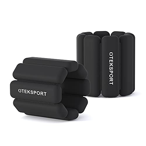 OTEKSPORT Juego de pesas de muñeca y tobillos de 0,45 kg, totalmente ajustable, peso de pierna para hombres y mujeres, para gimnasio, caminar, correr, yoga, correr, pilates, color negro