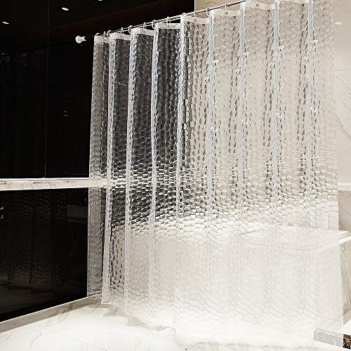 OTraki Cortina Baño Pesado 240 x 200 cm Impermeable Antimoho EVA Cortina de Ducha Larga Sin PVC Cortina Bañera 3D Efecto Semi-Transparente Lavable Shower Curtian