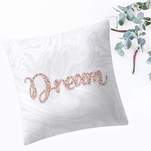 Oumefar Cómoda 45x45cm Funda de Almohada con Letras cuadradas del Alfabeto inglés Suave Funda de cojín de Oro Rosa para la decoración del hogar Impresión a una Cara(E)