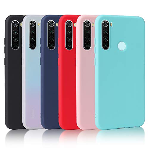 Oureidoo 6X Funda Xiaomi Redmi Note 8, Carcasa en Silicona - [ Negro + Blanco Translúcido + Azul Claro + Rojo+ Rosado+ Menta Verde ]