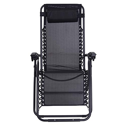 Outsunny Conjunto de 1 Mesa y 2 Tumbonas Set Exteriores Plegable y Portátil para Jardín Playa Relajante con Respaldo Reclinable Textilene Acero Negro