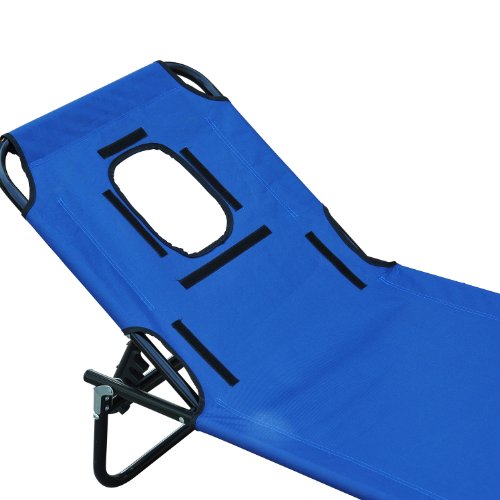 Outsunny Tumbona Reclinable y Plegable Hamaca Masaje con Almohada para Camping Leer Playa Jardín Terraza Carga 120kg 190x56x28cm Tela Oxford Azul