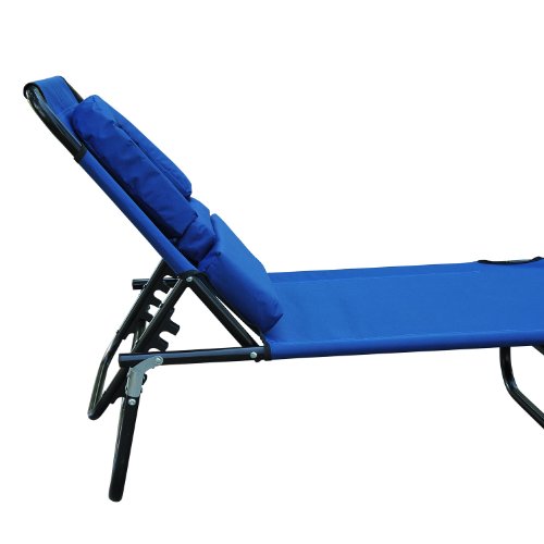 Outsunny Tumbona Reclinable y Plegable Hamaca Masaje con Almohada para Camping Leer Playa Jardín Terraza Carga 120kg 190x56x28cm Tela Oxford Azul