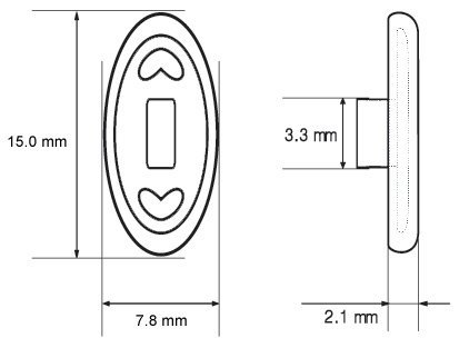 Oval-shaped Push in # 2 Silicone Nose Pads 15 mm /~ 0.6 '' (10 pairs) by Hermes