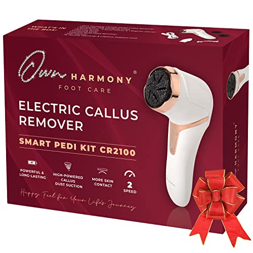 Own Harmony Lima Eléctrica Pies con Absorción de Vacío: Pedicura Profesional Cuidado de los Pies - Máquina Callos Recargable CR2100 - Mejor para Durezas Talones, Secos y Agrietados (3 Cabezales)