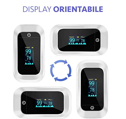 Oxímetro de Pulso De Dedo, Profesional Con Omnidireccional Oled Pantalla Con Inspirational Immediate Oxímetro Para Saturación De Oxígeno (SpO2 ), Frecuencia De Pulsera (Pr ), Para Adultos Y Niños