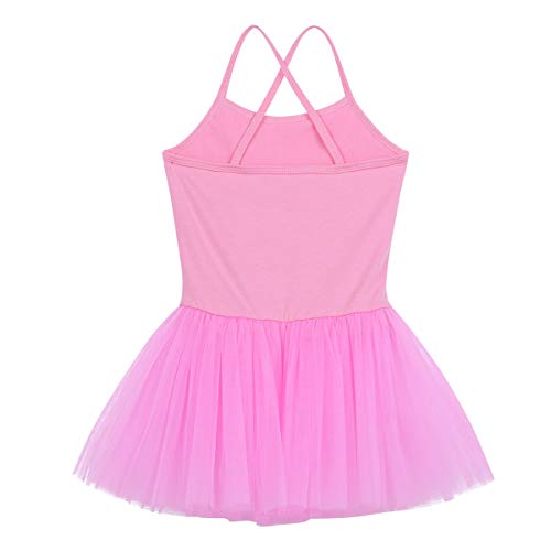 Oyolan Vestido de Danza Ballet Niña Princesa Vestido Tutu Lentejuelas Espalda Cruzada Traje Ropa de Baile Maillot Monos de Danza Clásica Traje de Bailarina Rosa 5-6 años