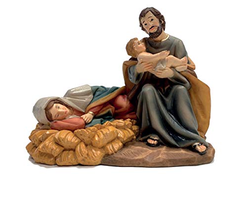 Paben Articoli Religiosi Grupo Natividad Pesebre María descansa San José con Jesús de resina, 15,5 x 19,2 cm